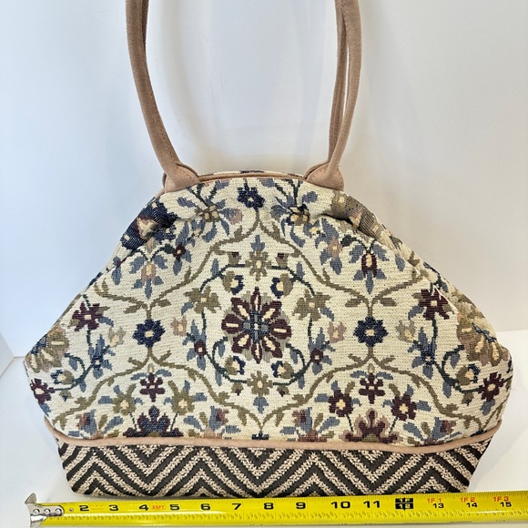 Atenti Betty Origins Doctor Bag Purse Neutral Colors Damask Tapestry Embroidery - Picture 5 of 13